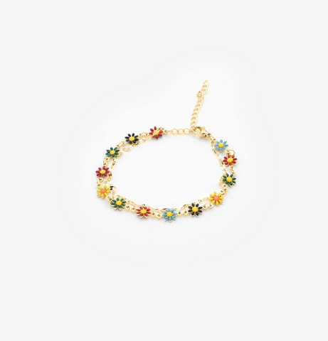 Bracelet « Rainbow Daisies» plaqué or 18 carats CHOGAN