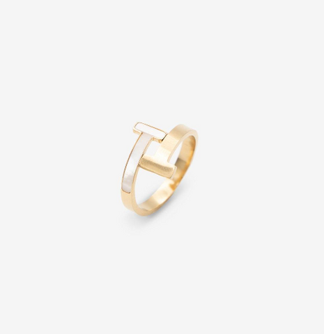 Bague « Gold & White » plaquée or 18 carats CHOGAN