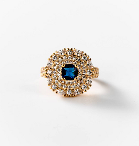 Bague Deep Blue plaquée or 24 carats CHOGAN